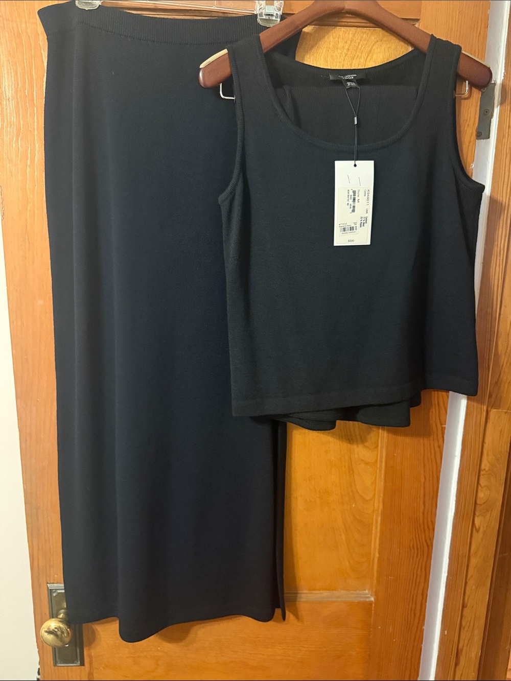 St. John Collection Black Knit Maxi Skirt with Matching Tank